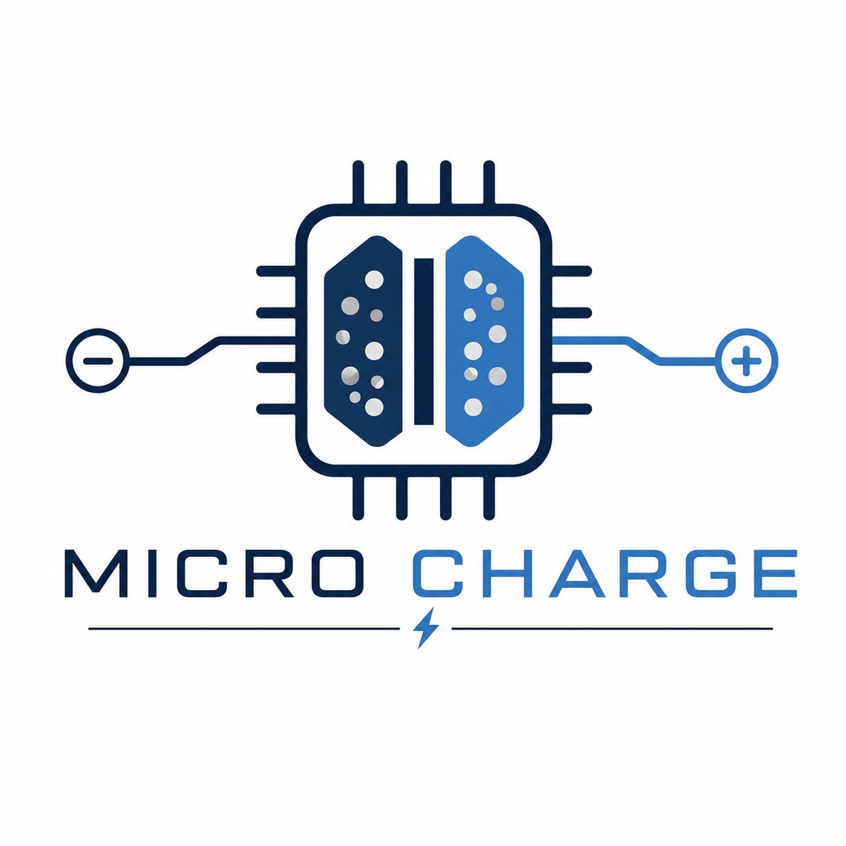 Team Micro Charge logo: a chip outline with negative and positive electrodes, and the words MICRO CHARGE