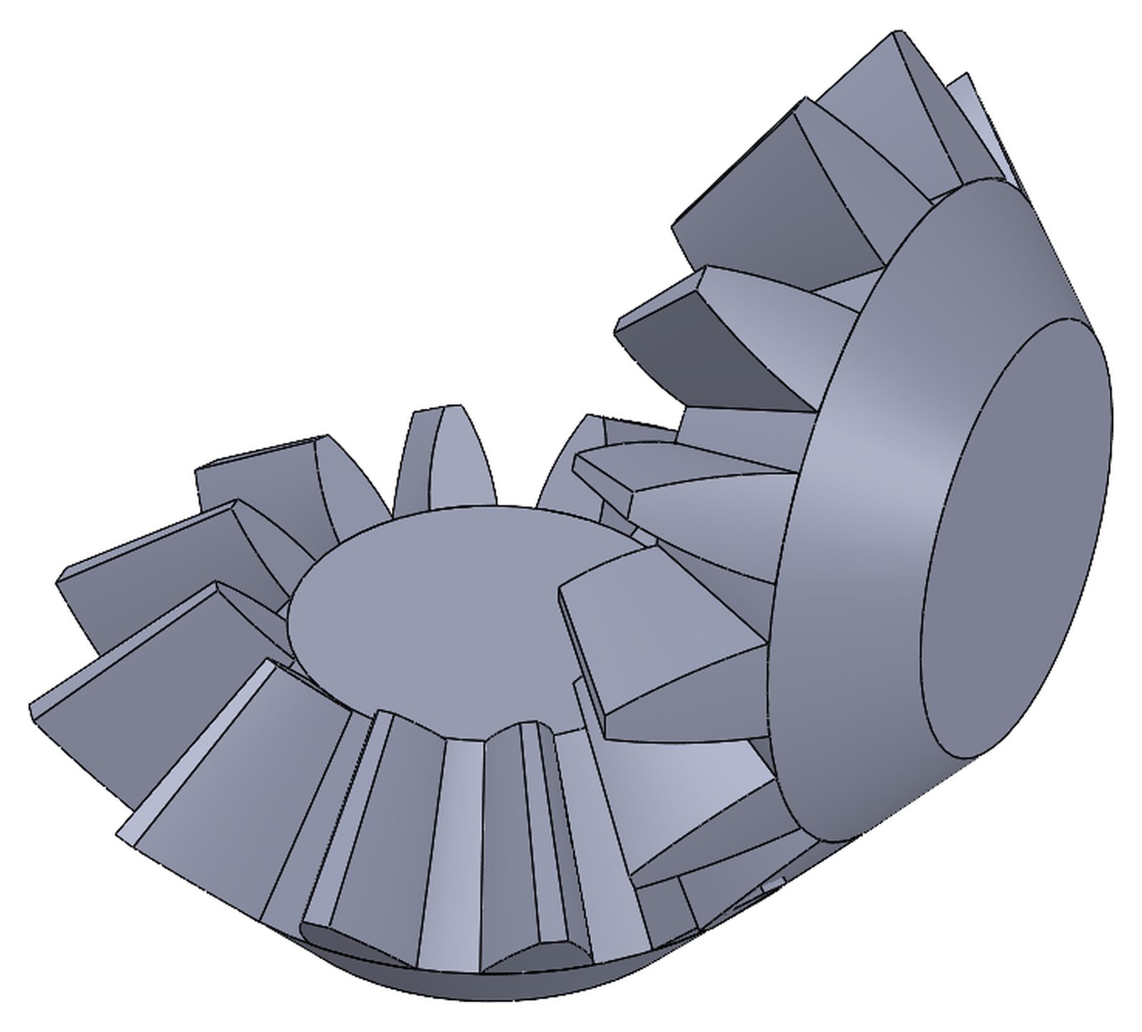 Close-up of two meshing 12-tooth bevel gears